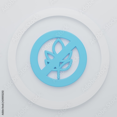 Blue Gluten free grain icon isolated on white background. No wheat sign. Food intolerance symbols. Minimalism concept. 3D render illustration