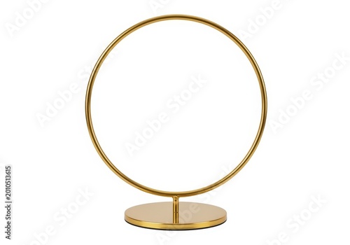 Elegant gold-toned circular wall art piece with minimalist stand design