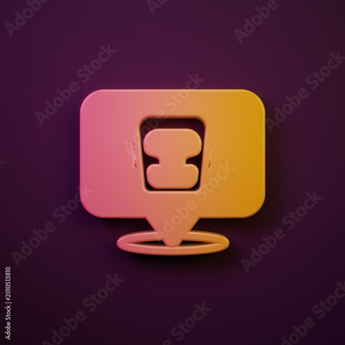 Foto Orange-yellow Boxing helmet icon isolated on purple background