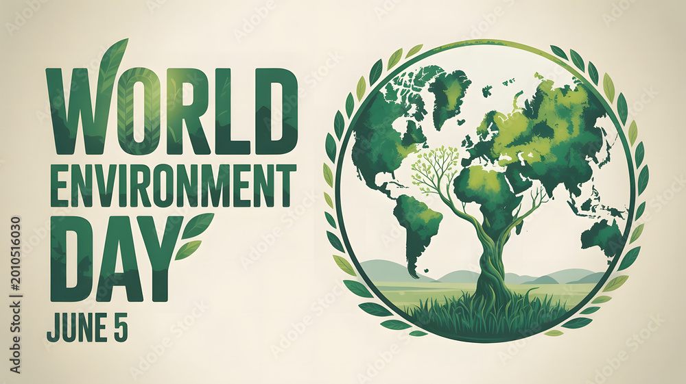 Fototapeta premium Earth day concept. 3d eco friendly design. Earth map shapes with trees water and shadow. Save the Earth concept. Happy Earth Day, 22 April., created with generative ai