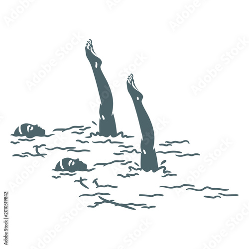 Картината върху платно Artistic illustration of submerged figures in water