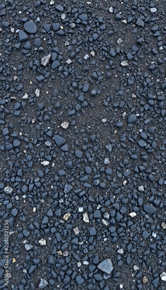 Fototapeta premium Rough textured dark gray asphalt close-up, showing tiny pebbles and cracks, gray, dark