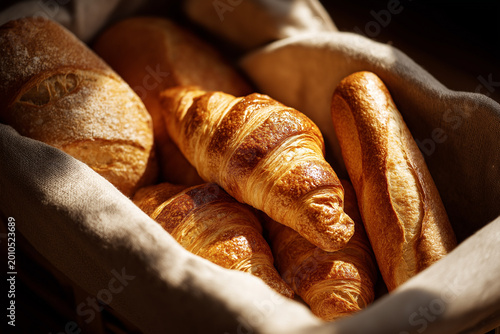french bakery with croissants and baguettes