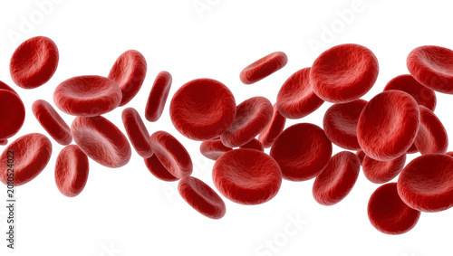 Tableau sur toile Flowing red blood cells medical concept, isolated on transparent background