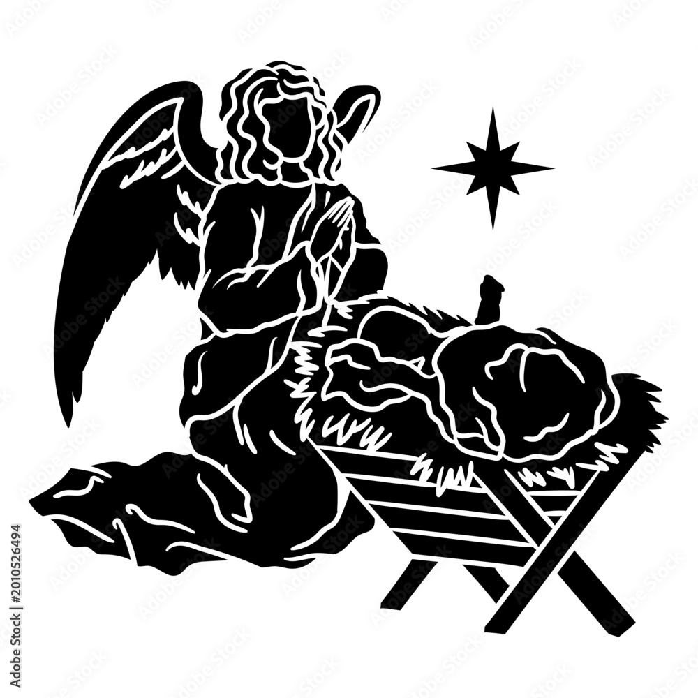 Naklejka premium Elegant angel and nativity scene design