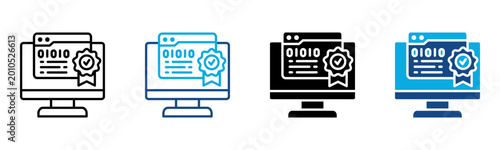 Free Download Digital Certification Icon Multiple Style Vector Illustration - GFXLoad
