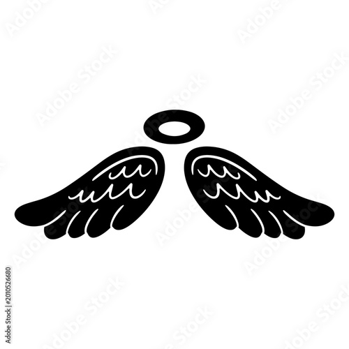 Tablou pe pânză Elegant angel wings illustration with halo