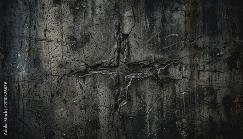 Photos Dark gray concrete wall with cracks.