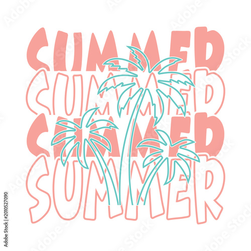 Retro Summer Palm Tree Graphic T-Shirt Design