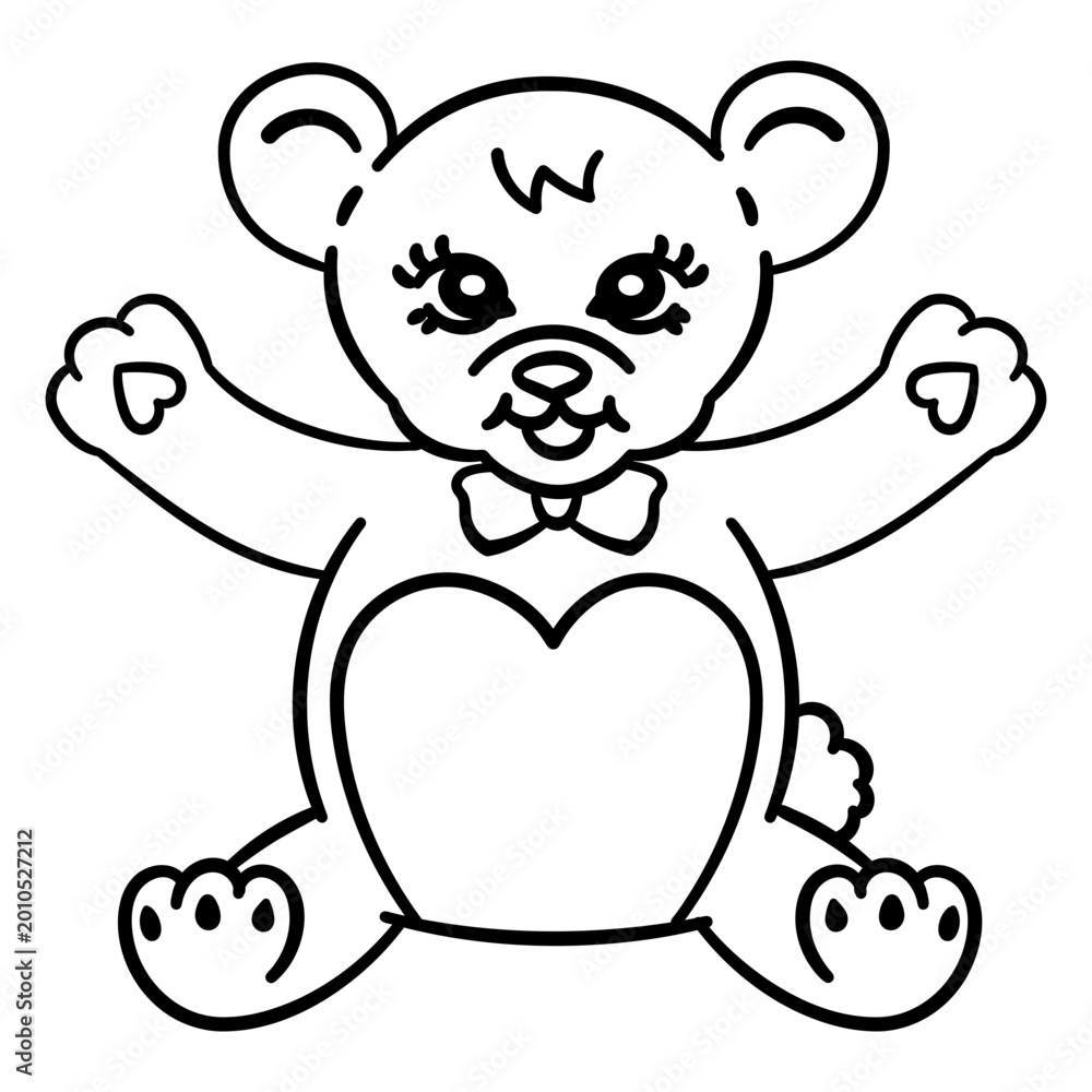 Fototapeta premium Adorable teddy bear illustration with heart details