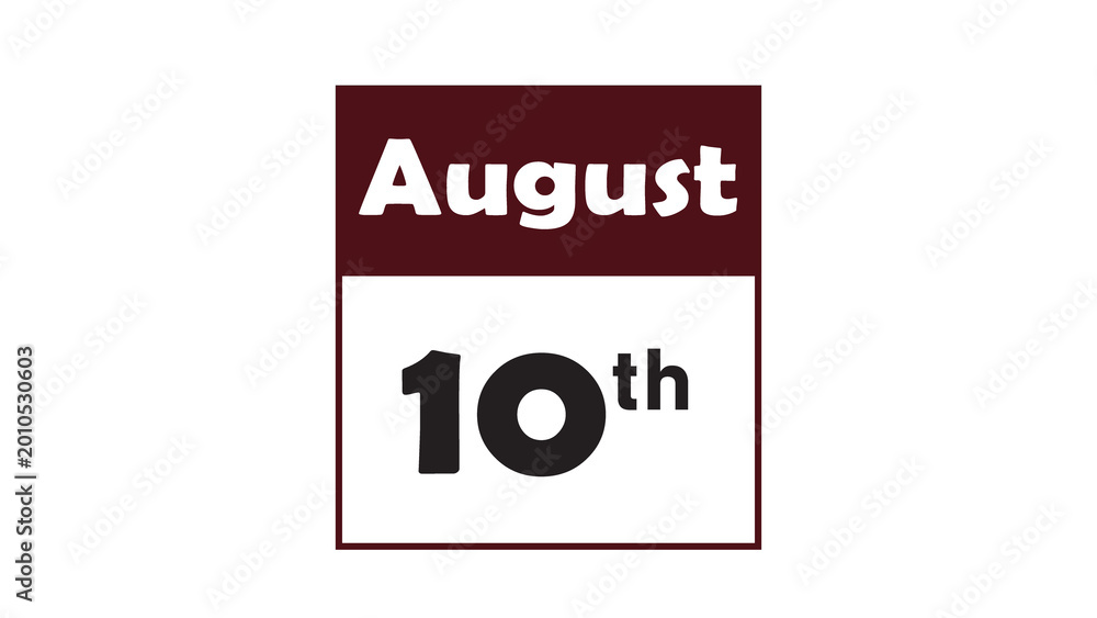 Obraz premium August 10th daily calendar icon vector illustration in minimalist style