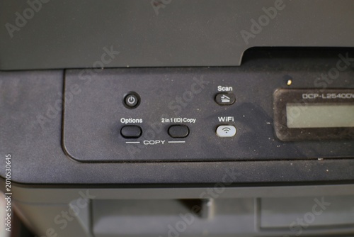 Konstfotografi Close-up of modern office multifunction printer with