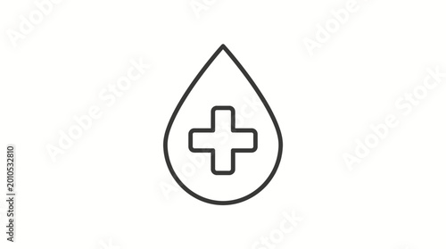 Line art blood donation icon minimal style