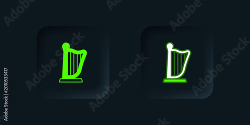 Bild auf Leinwand Green Harp icon isolated on black background