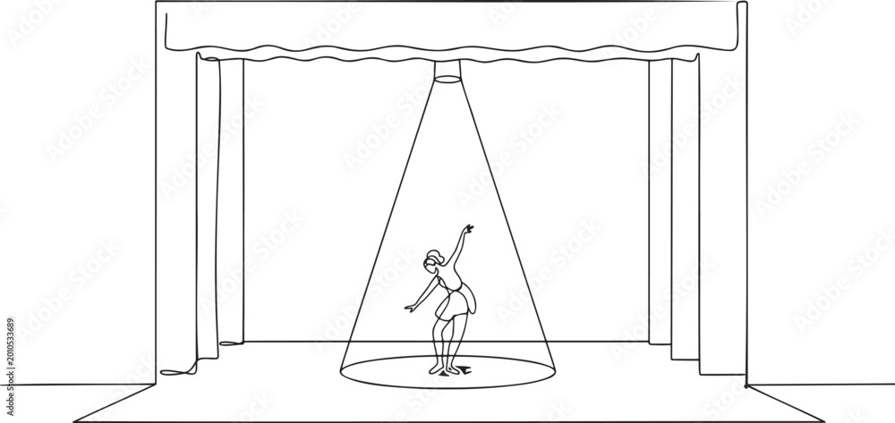 Fototapeta premium 215_A stage with a lone spotl_traced