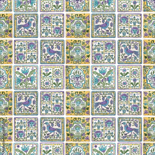 Pattern with medieval gothic symbols, vintage style