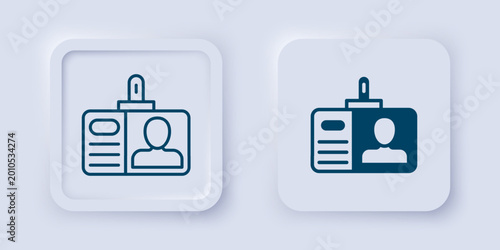 Filled and outline Identification badge icon isolated on grey background. It can be used for presentation, identity of the company, advertising. Square button. Vector