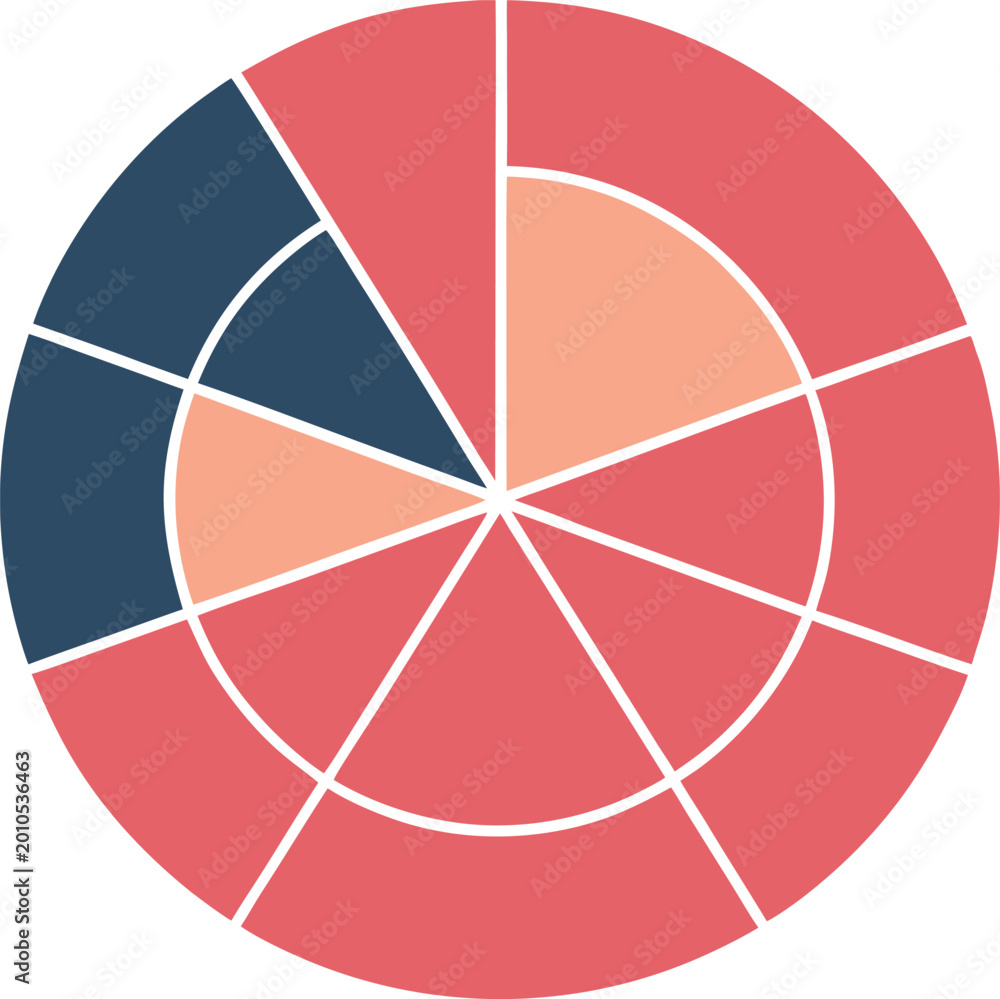 Obraz premium Sophisticated multi layered radial chart displaying complex data relationships and segmented information for detailed analytical reports