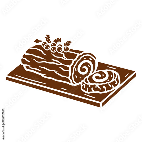 Photos Festive yule log cake illustration