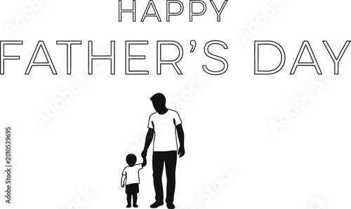 Father and child holding hands happy father's day illustration