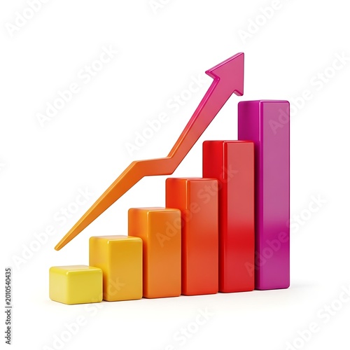 3d Business Growth Bar Chart with Rising Arrow isolated on white background Free Download 3d Business Growth Bar Chart with Rising Arrow isolated on white background - GFXLoad