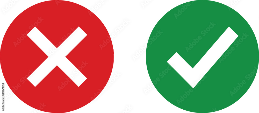 Εκτύπωση καμβά Red cross mark and green check mark icons for correct and incorrect choice Vecto