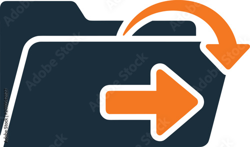 Obraz na płótnie Folder with incoming and outgoing arrow icon symbol for file transfer document upload download save organization archive management