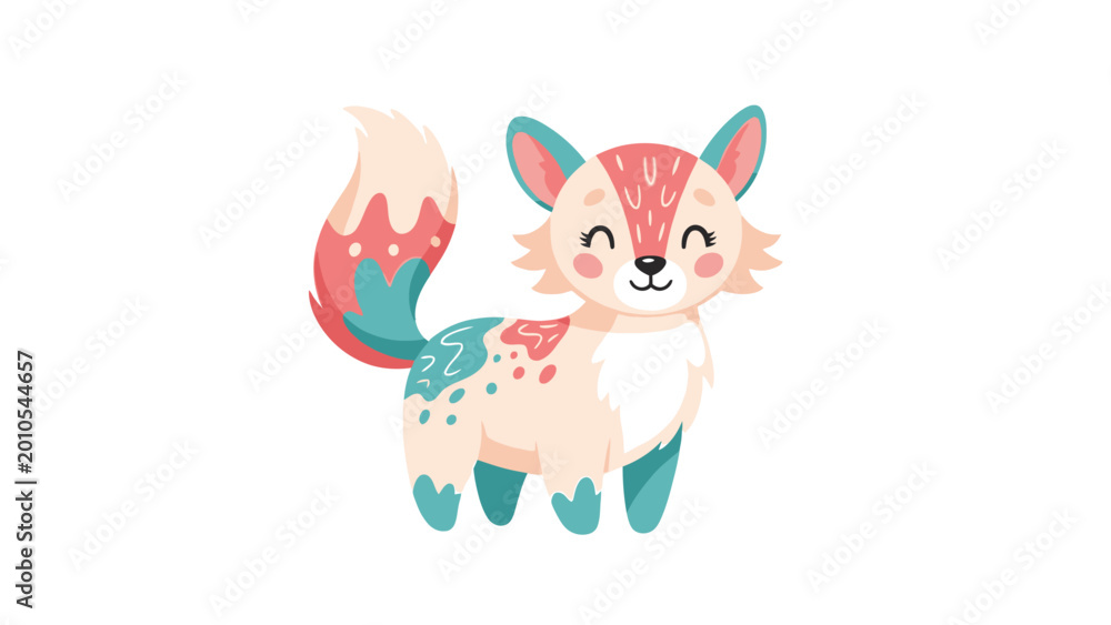 Obraz premium Cute stylized fox with playful design