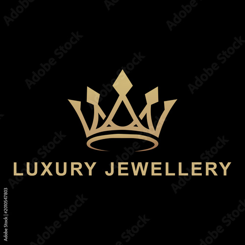 Luxury Jewellery Brand Logo with Golden Crown