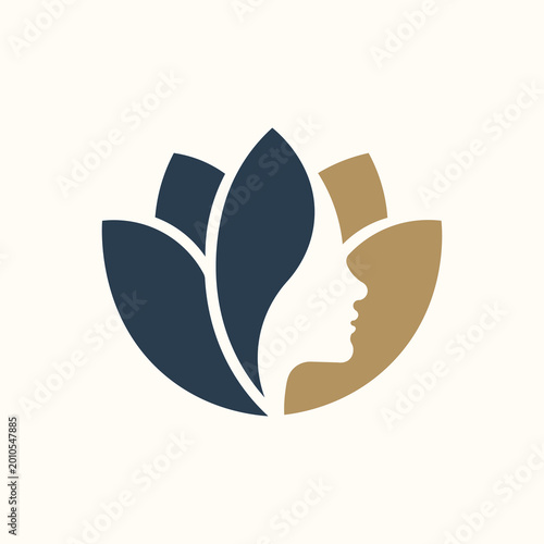 Lotus Flower and Woman Face Beauty Logo