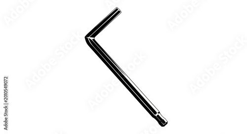 Canvastavla Black and white illustration of an Allen key isolated on white background