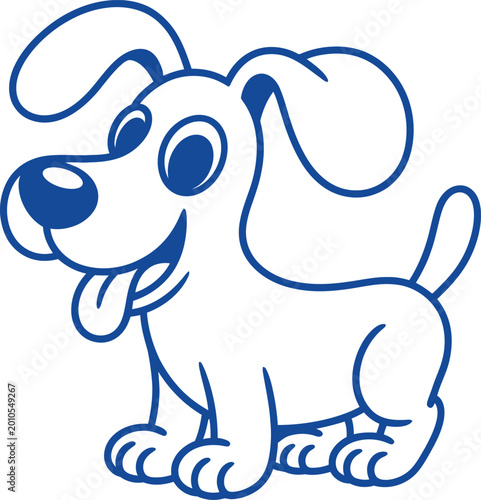 Fotografie Friendly cartoon dog with big floppy ears and happy smiling expression isolated