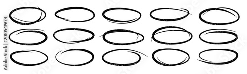 Bilde på lerret Hand drawn line oval set
