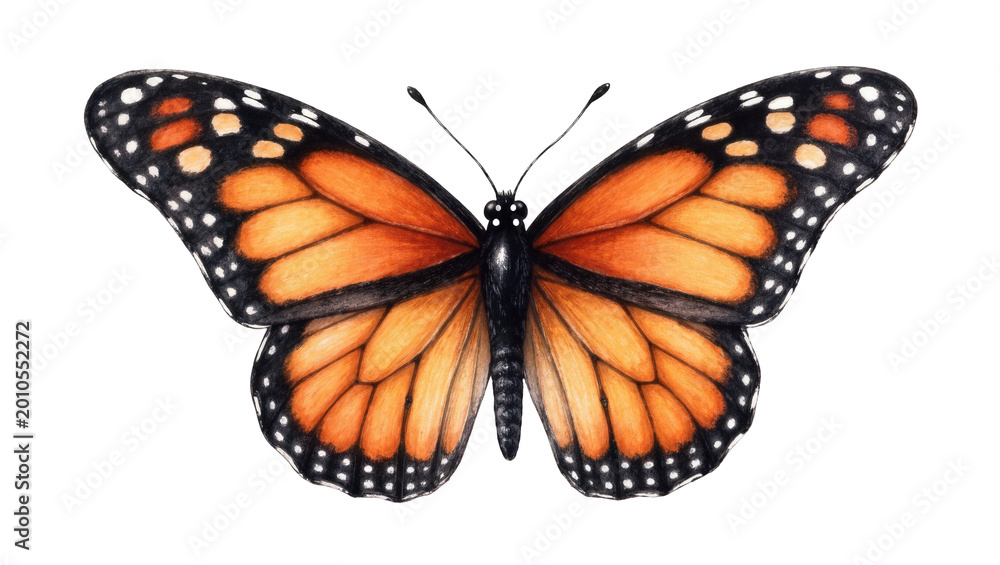 Fototapeta premium Detailed Monarch Butterfly with Orange Wings and Black Veins