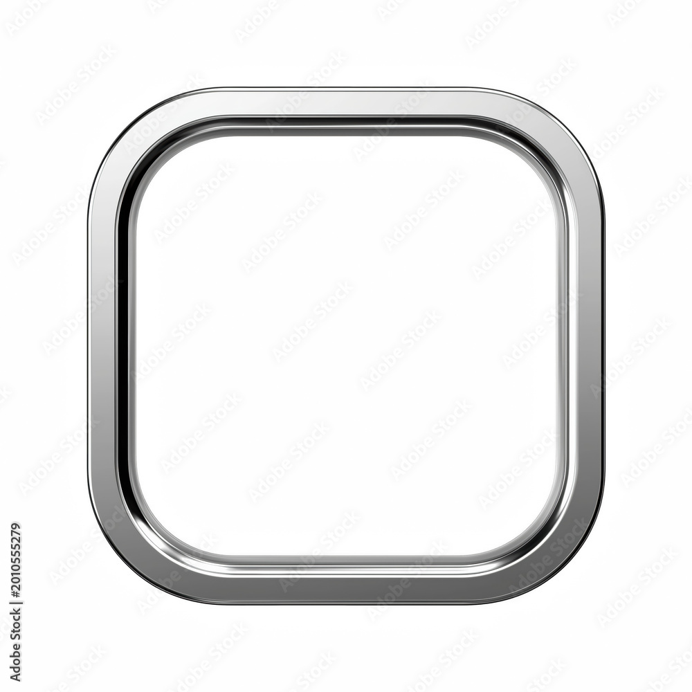Obraz premium Realistic Silver Rounded Square Metallic Frame isolated on transparent background
