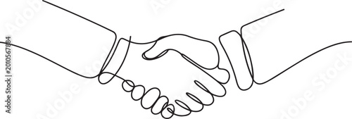 Handshake continuous line vector drawing. Business agreement vector concept. one line Icon drawing