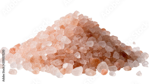 Tableau sur toile Pile of pink Himalayan salt crystals, isolated on transparent background