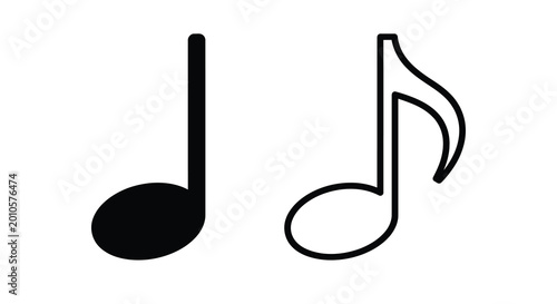 Tablou pe pânză Two musical notes quarter note and eighth note silhouette