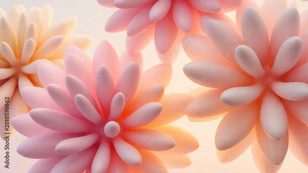 Obraz premium Close-up of delicate pink peony flowers in soft light