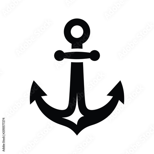 Tableau sur toile Black anchor symbol with ring and crossbar top