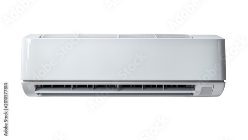 Bild auf Leinwand Modern white split air conditioner unit with horizontal vents, isolated on trans