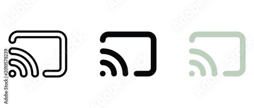 Wireless cast icon line and glyph style, screen mirroring symbol, digital device streaming vector illustration.