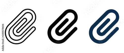 Schilderij op canvas Paperclip icon set representing document attachment and file management utility for digital interfaces and web systems