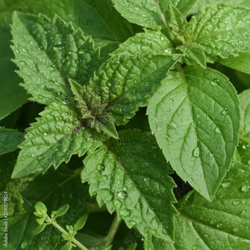 mint leaves in the garden