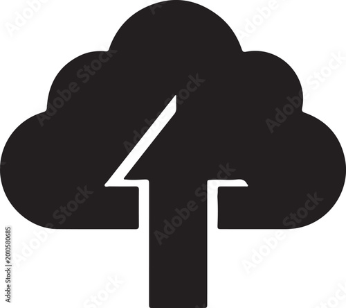 Minimalist stylized tree icon with number four design isolated illustration