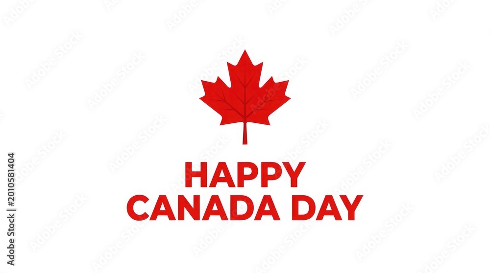 Fototapeta premium Happy canada day celebration with red maple leaf on white