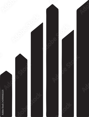 Modern ascending bar chart design with sleek minimalist style isolated