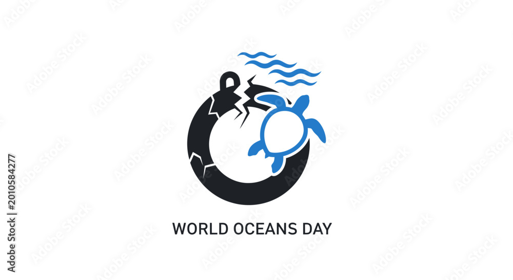 Naklejka premium Turtle World Oceans Day Logo Design.