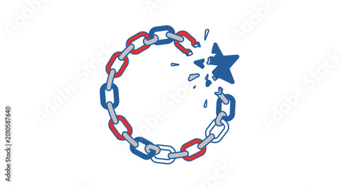 Bild auf Leinwand Red blue chain breaking free.