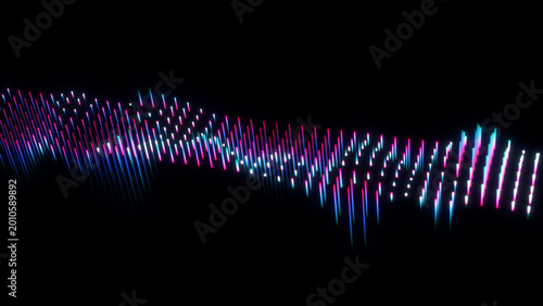 Photos Vibrant neon audio waveform with colorful cyber light frequencies and dynamic di